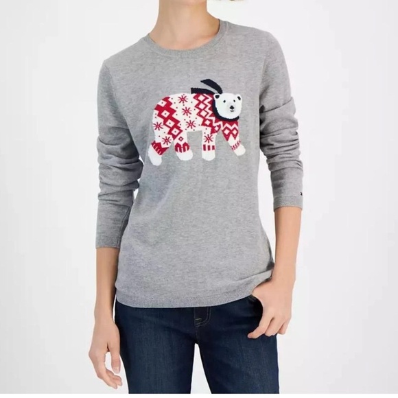 Tommy Hilfiger Crew Neck Sweater with Bear Wearing Pajamas Size L - Picture 1 of 4